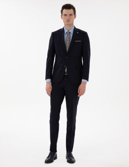 Lacivert Ex. Slim Fit _izgili Y_nl_ Tak_m Elbise