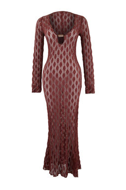 Bordo Orme Maxi Aksesuar Detayl? Plaj Elbisesi TBESS26EL00018