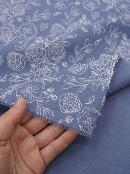 Теплый хлопок Букеты пионов на серо-фиолетовой дымке, ш.1.5м, хлопок-100%, 160гр/м.кв - Купава фото 3