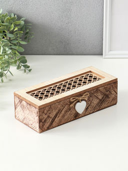 Шкатулка для украшений  Сердце там где ты, для чая, 3 деления, дерево, 9.7?24?7 см