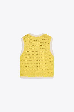 OVERSIZED BUTTON KNITTED WAISTCOAT TOP - Zara фото 6