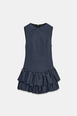 SHORT CHECKED DRESS WITH RUFFLES - Zara фото 7
