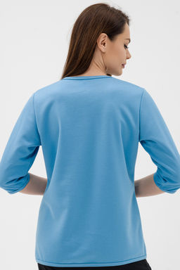 Кофта женская из коттон фита Анфиса небесный макси - Амадэль фото 11