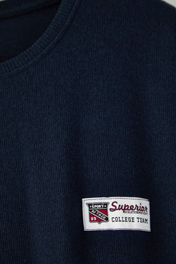 Lacivert Yeni Oversize/Genis Yumusak Dokulu Kolej Sardonsuz Buyuk Beden Sweatshirt TMNAW26AO00007 - Trendyolmilla фото 2