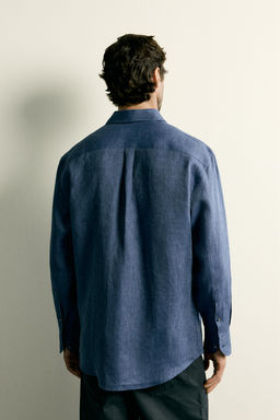 CAMISA REGULAR FIT 100% LINO / ?ndigo - Zara фото 3