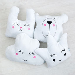 Подушка Этель Зайка белая 48х38см, велюр, 100% п/э фото 4