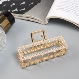 Цена за 6 шт. Краб для волос «Эмили», прямой, 7 см, золото