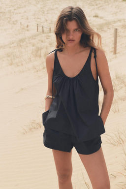 DRAPED POPLIN TOP