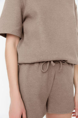 Trendyolmilla Siyah Waffle Kumas Sortlu Orme Pijama Tak?m? THMSS22PT0524  фото 41