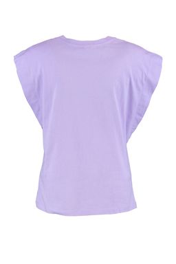 Lila %100 Pamuk Vatka Gorunumlu Basic Bisiklet Yaka Orme T-Shirt TWOSS20TS0021