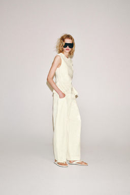 PANTAL?N BARREL JACQUARD ZW COLLECTION / Crudo / Beige - Zara фото 6