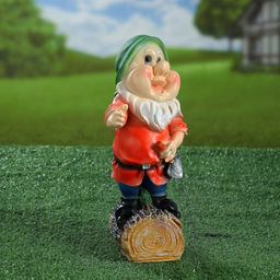 Садовая фигура из полистоуна «Гномик с лопатой», 15×12×30 см