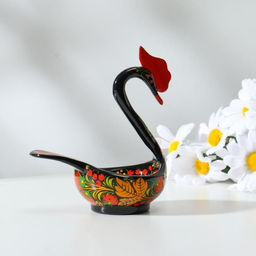 Конфетница дерево «Лебедь»,14×11×7 см, хохлома