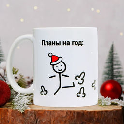Кружка керамическая новогодняя «Планы на год», 320 мл, 18+