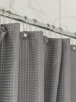 Шторка для ванной 180x200 серый полиэстер - Denastia фото 5