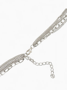 Набор 2 предмета: серьги, бусы Унисон прямоугольники, цвет серебро, 80 см