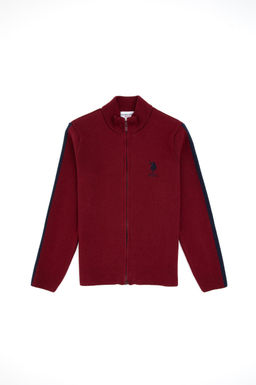 Erkek _ocuk Bordo Fermuarl_ Triko H_rka