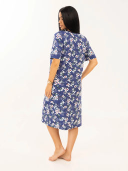 Халат женский, цвет Индиго белый