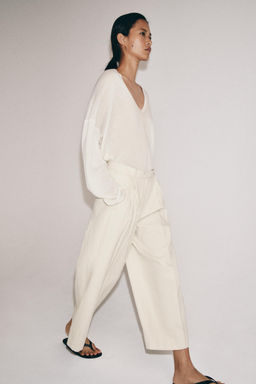 PANTAL?N PLIEGUES CON LINO ZW COLLECTION / Crudo - Zara фото 4