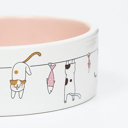 Миска керамическая Весёлые котики 300 мл 12,5 x 4,5 cм, бежево-белая - Пижон фото 4