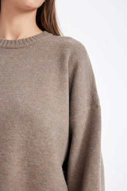 Свитер оверсайз с круглым вырезом - Defacto фото 5