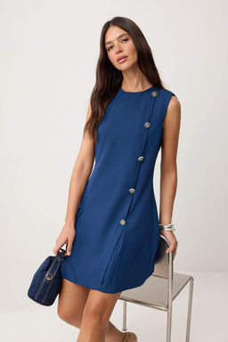 TRENDYOLMILLA Siyah Duz Kesim Dugme Detayl? Mini Dokuma Elbise TWOSS24EL00704  фото 17