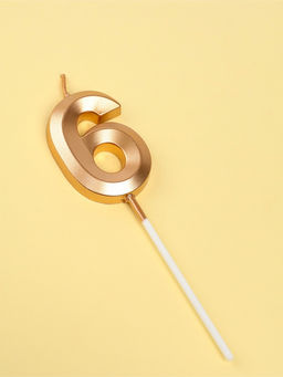 Цена за 2 шт. Свеча в торт на шпажке «Грань», цифра 6, шампань, 5 см