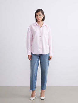 ?izgili Oversize Modal Kar???ml? Kad?n G?mlek