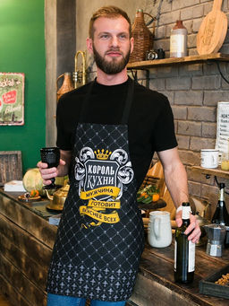 Фартук Доляна Король кухни, 60?70 см, хлопок 100 %, рогожка