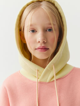 Худи колор блок Роза/Нарцисс утепленное 7+ - Bungly фото 4