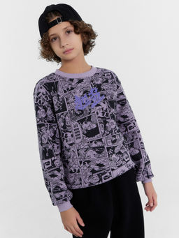 Свитшот для мальчиков фиолетовый с принтом аниме