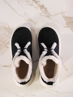 Ботинки 308.927bе.Черный замша+бежевый/Шерсть