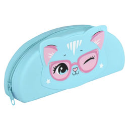 Пенал школьный Феникс+, арт.68396/ 25 КОШЕЧКА В ОЧКАХ (без наполнения, 20х8х4 см, силиконовый полиме