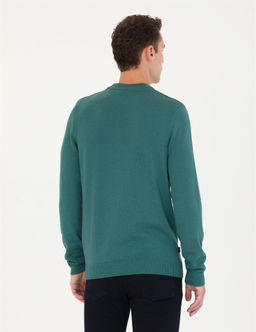 Ye_il Slim Fit Yar_m Bal_k__ Yaka Basic Triko Kazak