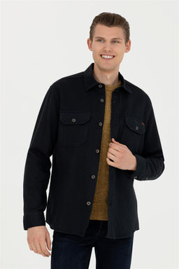 Мужская рубашка антрацитового цвета с длинным рукавом