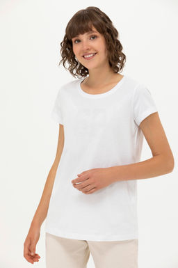 U. S. Polo Assn Женская белая базовая футболка с круглым вырезом - U.s. polo assn фото 3