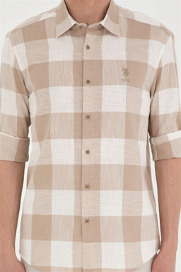 U. S. Polo Assn / Мужская рубашка цвета хаки с длинным рукавом - U.s. polo assn фото 6