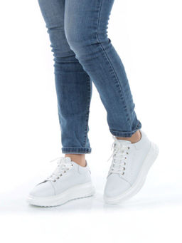 03-PDD136-1 WHITE Полуботинки спортивные женские (натуральная кожа) - No name фото 2