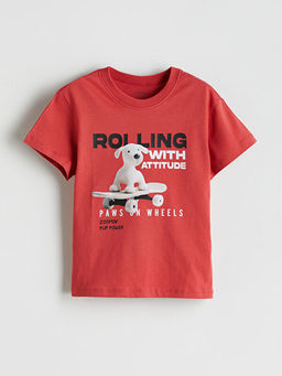 Bisiklet Yaka Bask?l? Erkek ?ocuk Ti??rt