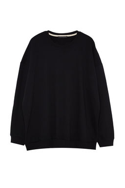TRENDYOL MAN Siyah Buyuk Beden Bisiklet Yaka Oversize/Genis Kesim S?rt Bask? Ici Polar Sweatshirt TMNAW24AO00004 - Trendyolmilla фото 7