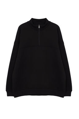 TRENDYOL MAN Buyuk Beden Siyah Oversize/Genis Kesim Fermuarl? Sweatshirt TMNAW25AO00028 - Trendyolmilla фото 6