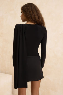 Siyah Pelerin Detayl? Buzgulu Orme Party Body TPRSS26BD00012