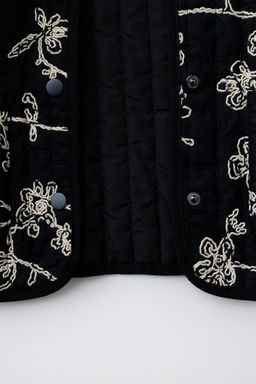 CHAQUETA ACOLCHADA BORDADOS CONTRASTE / Negro / Crudo - Zara фото 10