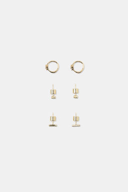 PACK OF 3 MINIMALIST RHINESTONE EARRINGS - Zara фото 3
