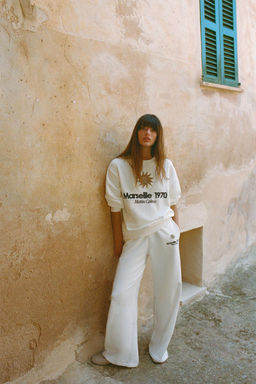 EMBROIDERED PLUSH JERSEY TROUSERS