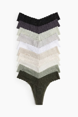 Pack de 10 bragas Thong de encaje