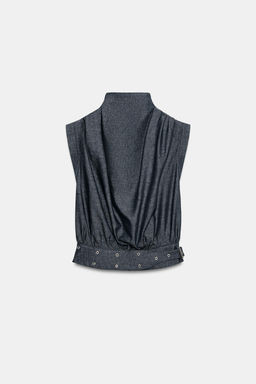 CUERPO HEBILLA TACHAS CON LINO / ?ndigo - Zara фото 6