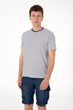 Erkek Regular Fit Bisiklet Yaka Siyah _izgili Ti__rt Sepette S_rpriz _ndirim - U.s. polo assn фото 3