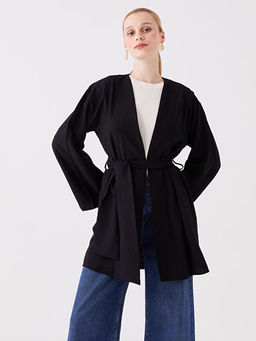 ?al Yaka D?z Uzun Kollu Oversize Kad?n Kimono