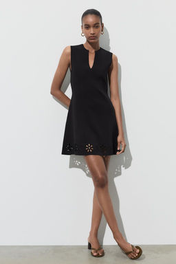 CUTWORK EMBROIDERY KNIT DRESS